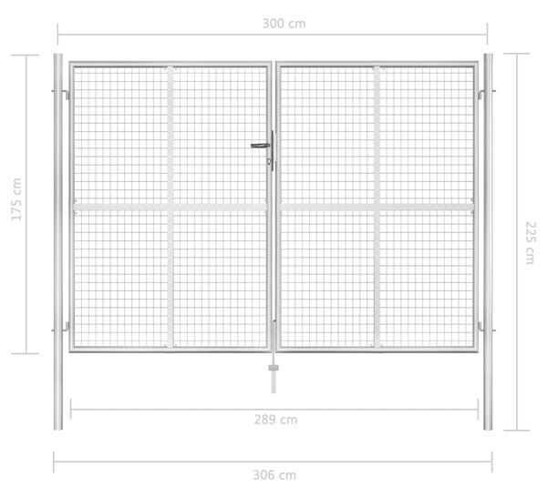 VidaXL Πόρτα Περίφραξης Ασημί 306 x 225 εκ. από Γαλβανισμένο Χάλυβα