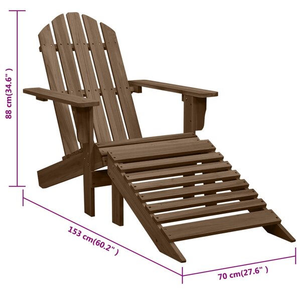 VidaXL Πολυθρόνα με Υποπόδιο Καφέ από Ξύλο