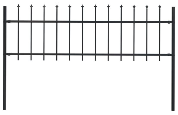 VidaXL Κάγκελα Περίφραξης με Λόγχες Μαύρα 1,7 x 0,6 μ. από Χάλυβα
