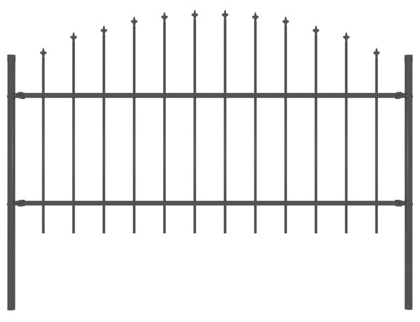 VidaXL Κάγκελα Περίφραξης με Λόγχες Μαύρα (1,-1,25) x 1,7 μ. Ατσάλινα