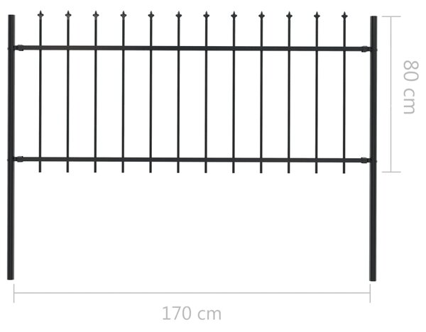 VidaXL Κάγκελα Περίφραξης με Λόγχες Μαύρα 1,7 x 0,8 μ. από Χάλυβα