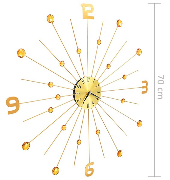 VidaXL Ρολόι Τοίχου Χρυσό 70 εκ. Μεταλλικό