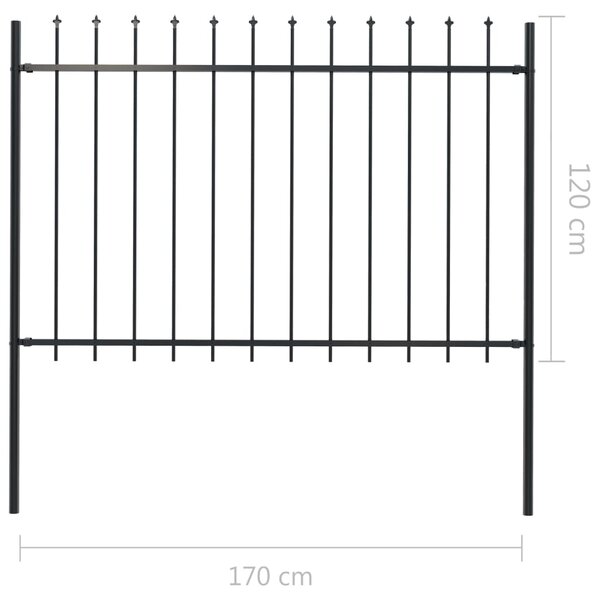 VidaXL Κάγκελα Περίφραξης με Λόγχες Μαύρα 1,7 x 1,2 μ. από Χάλυβα