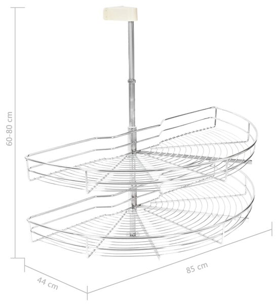 VidaXL Ράφι Ντουλαπιού Διώροφο Περιστρεφόμενο Ασημί 85x44x80 εκ. Σύρμα
