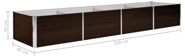 VidaXL Ζαρντινιέρα Υπερυψωμένη Καφέ 320x80x45 εκ. Γαλβανισμ. Χάλυβας