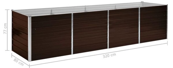 VidaXL Ζαρντινιέρα Υπερυψωμένη Καφέ 320x80x77 εκ. Γαλβανισμ. Χάλυβας