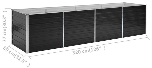 VidaXL Ζαρντινιέρα Υπερυψωμένη Ανθρακί 320x80x77 εκ. Γαλβαν. Χάλυβας