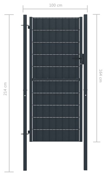 VidaXL Πόρτα Περίφραξης Ανθρακί 100 x 164 εκ. από PVC / Ατσάλι