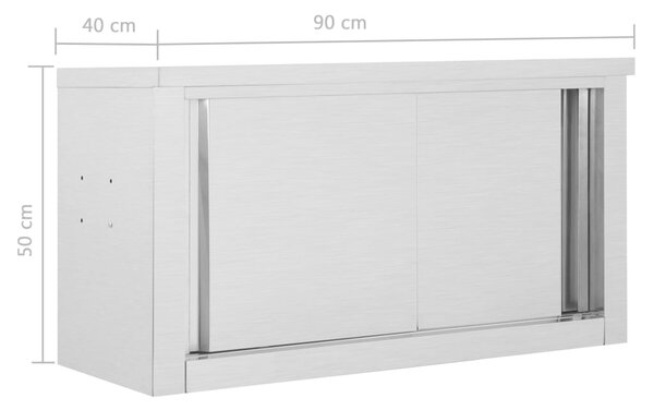 VidaXL Ερμάριο Τοίχου με Συρόμενες Πόρτες 90x40x50 εκ. Ανοξ. Ατσάλι