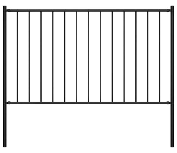 VidaXL Πάνελ Περίφραξης Μαύρο 1,7x0,75 μ. Ατσάλι Ηλεκτρ. Βαφή + Στύλοι