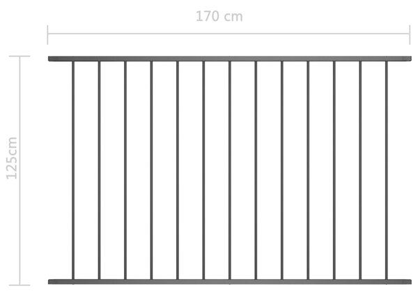 VidaXL Πάνελ Περίφραξης Μαύρο 1,7x1,25 μ Ατσάλι με Ηλεκτροστατική Βαφή