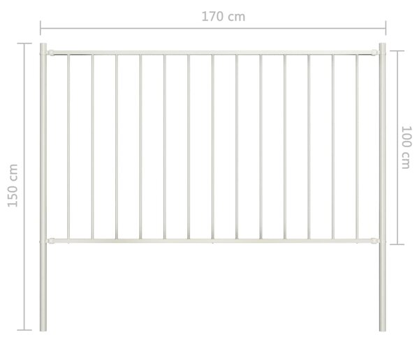 VidaXL Πάνελ Περίφραξης Λευκό 1,7x1 μ. Ατσάλι Ηλεκτρ. Βαφή + Στύλοι