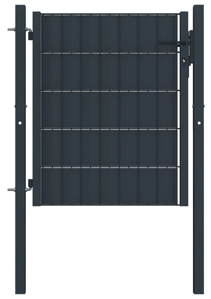 VidaXL Πόρτα Περίφραξης Ανθρακί 100 x 81 εκ. από PVC / Ατσάλι