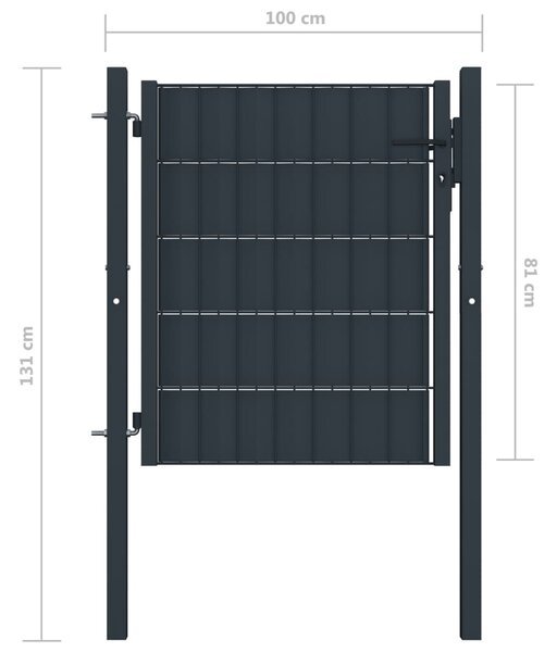 VidaXL Πόρτα Περίφραξης Ανθρακί 100 x 81 εκ. από PVC / Ατσάλι