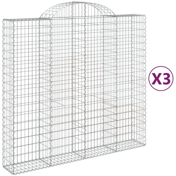 VidaXL Συρματοκιβώτια Τοξωτά 3 τεμ. 200x50x180/200 εκ. Γαλβαν. Ατσάλι