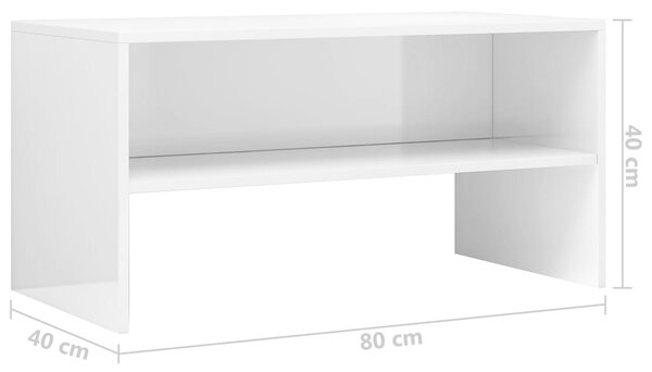 VidaXL Έπιπλο Τηλεόρασης Γυαλιστερό Λευκό 80x40x40 εκ. από Επεξ. Ξύλο