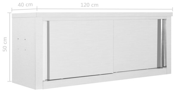 VidaXL Ερμάριο Τοίχου με Συρόμενες Πόρτες 120x40x50 εκ. Ανοξ. Ατσάλι