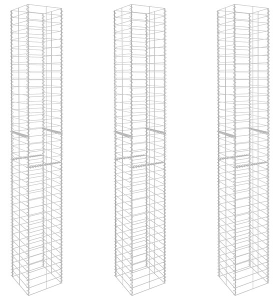 VidaXL Συρματοκιβώτια Σετ 3 τεμ. 25 x 25 x 197 εκ. Γαλβανισμένο Ατσάλι