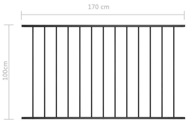 VidaXL Πάνελ Περίφραξης Μαύρο 1,7x1 μ. Ατσάλι με Ηλεκτροστατική Βαφή