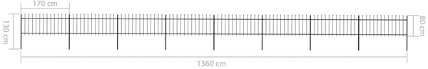 VidaXL Κάγκελα Περίφραξης με Λόγχες Μαύρα 13,6 x 0,8 μ. από Χάλυβα