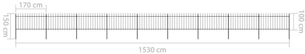 VidaXL Κάγκελα Περίφραξης με Λόγχες Μαύρα 15,3 x 1 μ. από Χάλυβα