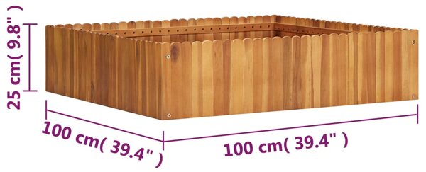 VidaXL Ζαρντινιέρα Υπερυψωμένη 100 x 100 x 25 εκ. Μασίφ Ξύλο Ακακίας