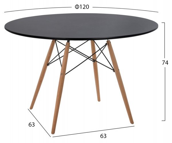 ΤΡΑΠΕΖΙ MINIMAL HM8454.02, ΜΑΥΡΟ,ΞΥΛΙΝΑ ΠΟΔΙΑ ΟΞΙΑ, Φ120Χ74Υ εκ