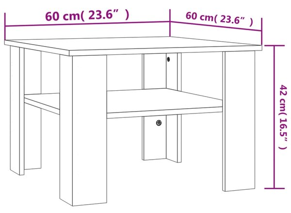 VidaXL Τραπεζάκι Σαλονιού Γκρι Σκυροδέματος 60x60x42 εκ. Επεξ. Ξύλο