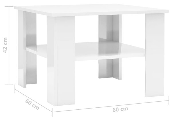 VidaXL Τραπεζάκι Σαλονιού Γυαλιστερό Λευκό 60x60x42 εκ. Επεξ. Ξύλο