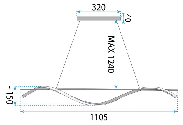 Lampa wisząca LHJ019-CP 120 cm BLACK