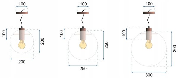 Γυάλινο κρεμαστό φωτιστικό οροφής Lassi 20+25+30 cm APP309-3C Μαύρο
