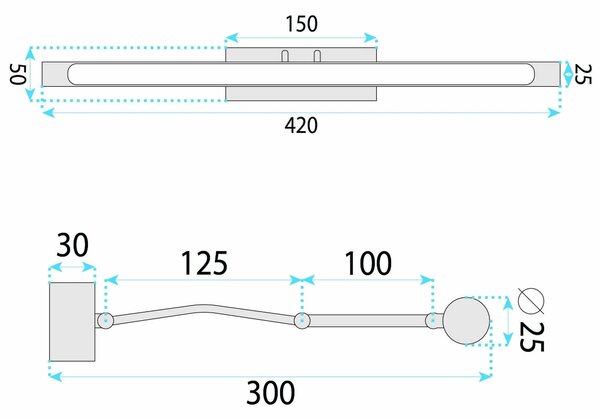 Επιτοίχο φωτιστικό μπάνιου LED SWE016-1W 42cm Chrome
