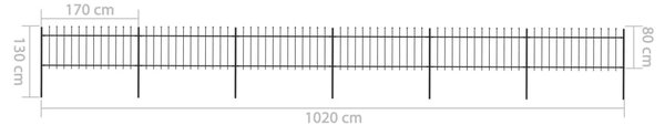 VidaXL Κάγκελα Περίφραξης με Λόγχες Μαύρα 10,2 x 0,8 μ. από Χάλυβα