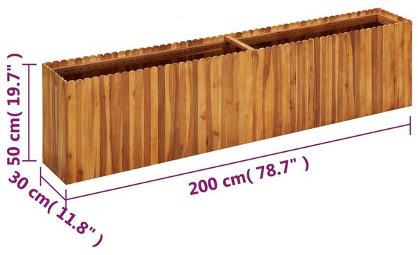 VidaXL Ζαρντινιέρα Υπερυψωμένη 200 x 30 x 50 εκ. Μασίφ Ξύλο Ακακίας