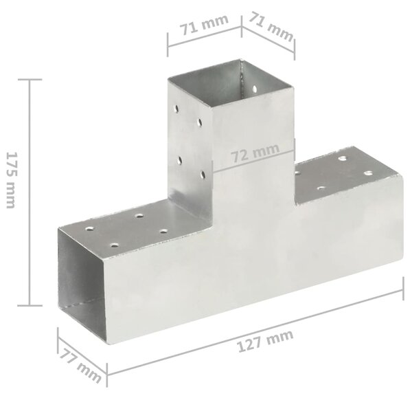 VidaXL Σύνδεσμοι Στύλου Σχήμα T 4 τεμ. 71x71 χιλ. Γαλβανισμένο Μέταλλο
