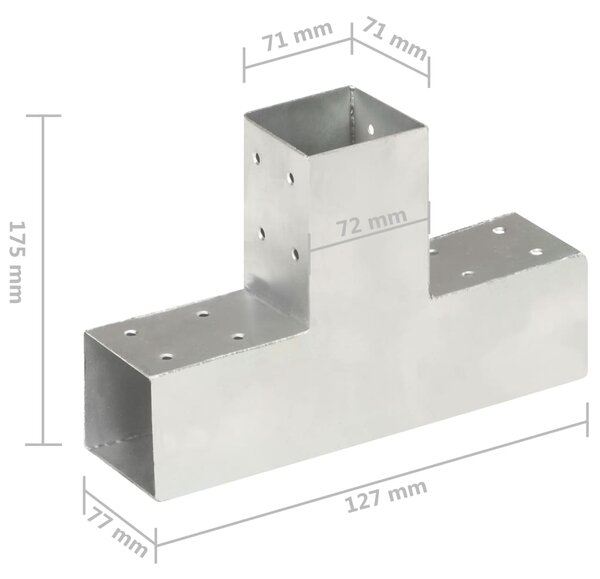 VidaXL Σύνδεσμος Στύλου Σχήματος T 71x71 χιλ. από Γαλβανισμένο Μέταλλο