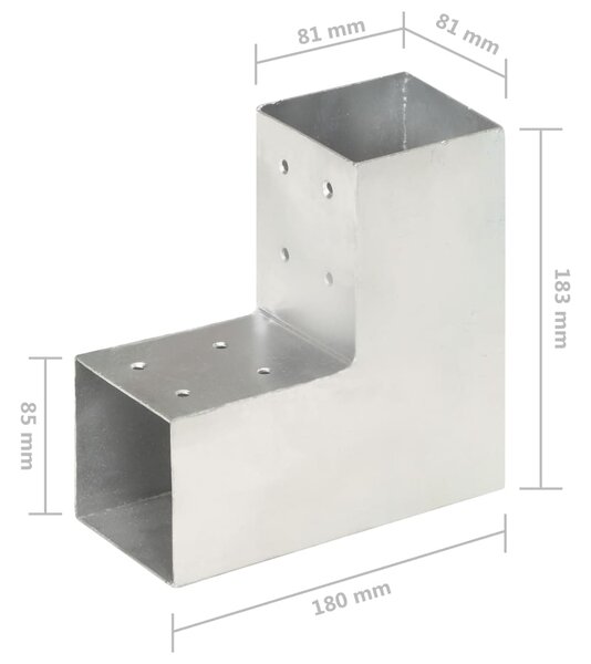 VidaXL Σύνδεσμοι Στύλου Σχήμα L 4 τεμ. 81x81 χιλ. Γαλβανισμένο Μέταλλο