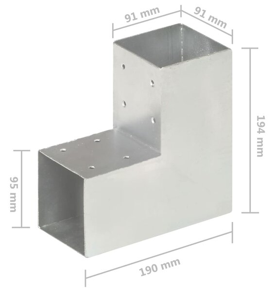 VidaXL Σύνδεσμοι Στύλου Σχήμα L 4 τεμ. 91x91 χιλ. Γαλβανισμένο Μέταλλο