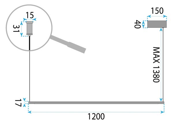 Λάμπα LED LHJ031-CP 120 cm BLACK
