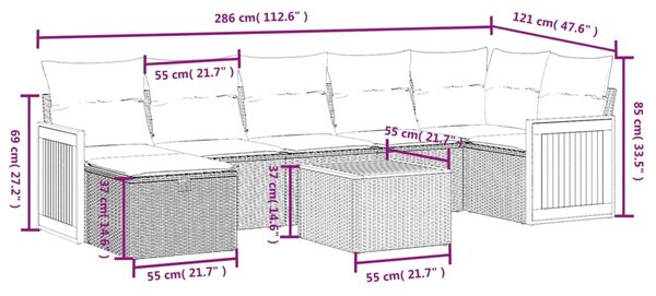 Σαλόνι Κήπου 8 Τεμαχίων Μαύρο από Συνθετικό Ρατάν με Μαξιλάρια - Μαύρο