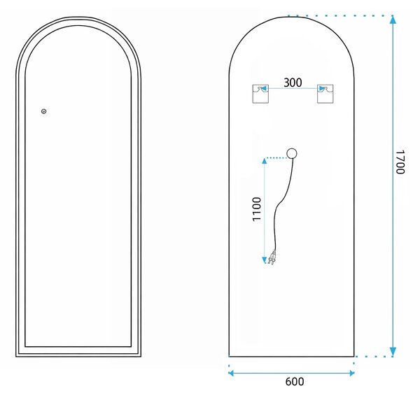 ΚΑΘΡΕΦΤΗΣ ΤΟΙΧΟΥ LED Orbit 60x170cm Βουρτσισμένο χρυσό