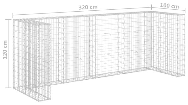 VidaXL Συρματοκιβώτιο Τοίχος για Κάδους Απορριμμάτων Γαλβαν. Χάλυβας
