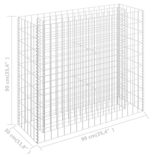 VidaXL Συρματοκιβώτιο-Γλάστρα Υπερυψωμένη 90x30x90 εκ. Γαλβ. Χάλυβας