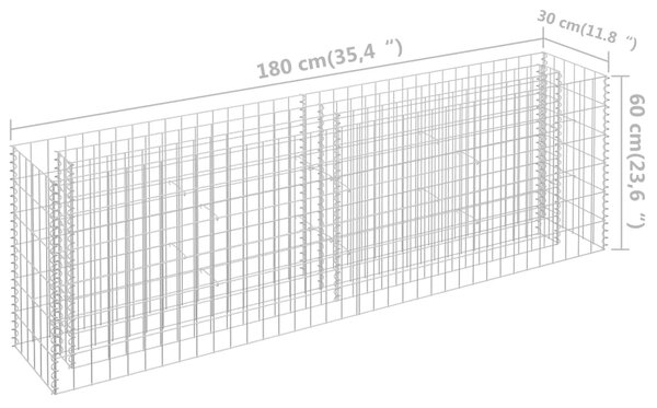 VidaXL Συρματοκιβώτιο-Γλάστρα Υπερυψωμένη 180x30x60 εκ. Γαλβ. Χάλυβας