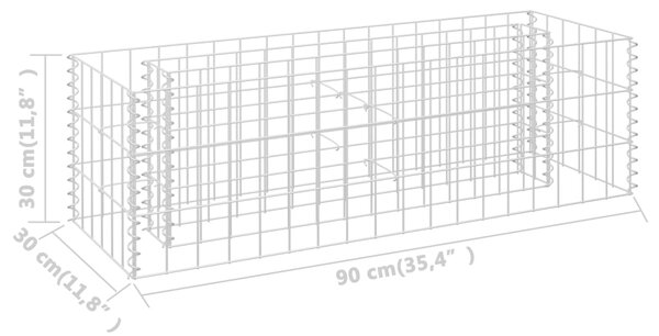 VidaXL Συρματοκιβώτιο-Γλάστρα Υπερυψωμένη 90x30x30 εκ. Γαλβ. Χάλυβας