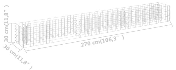 VidaXL Συρματοκιβώτιο-Γλάστρα Υπερυψωμένη 270x30x30 εκ. Γαλβ. Χάλυβας