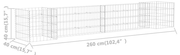 VidaXL Συρματοκιβώτιο Γλάστρα Σχήμα «Η» 260x40x40 εκ. Ατσάλινο Σύρμα