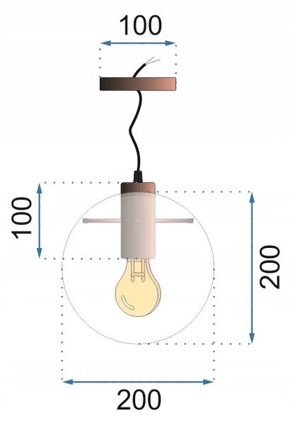 Γυάλινο κρεμαστό φωτιστικό οροφής Lassi 20 cm APP306-1CP Μαύρο