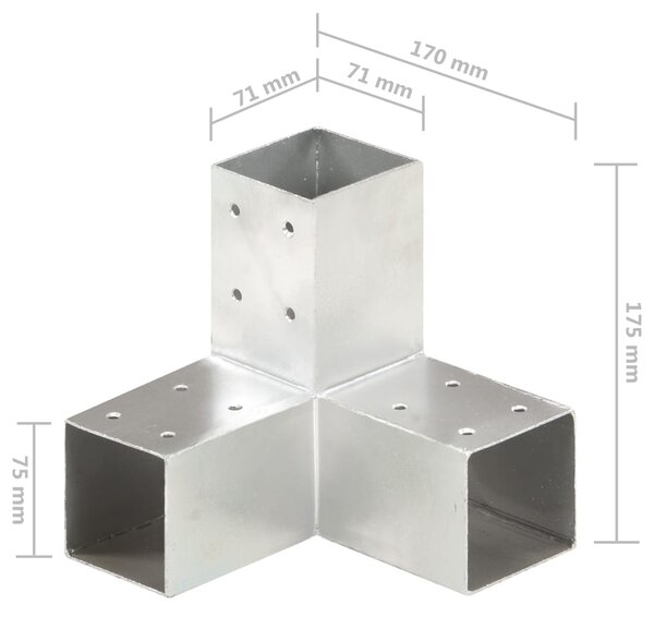 VidaXL Σύνδεσμοι Στύλου Σχήμα Υ 4 τεμ. 71x71 χιλ. Γαλβανισμένο Μέταλλο