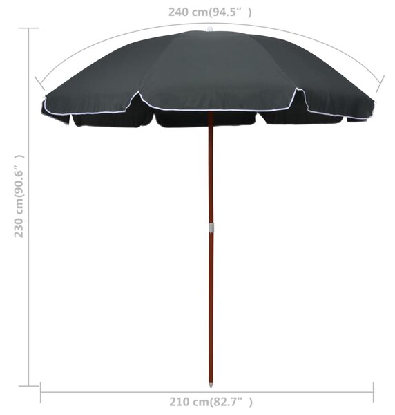 VidaXL Ομπρέλα Κήπου Ανθρακί 240 εκ. με Ατσάλινο Ιστό
